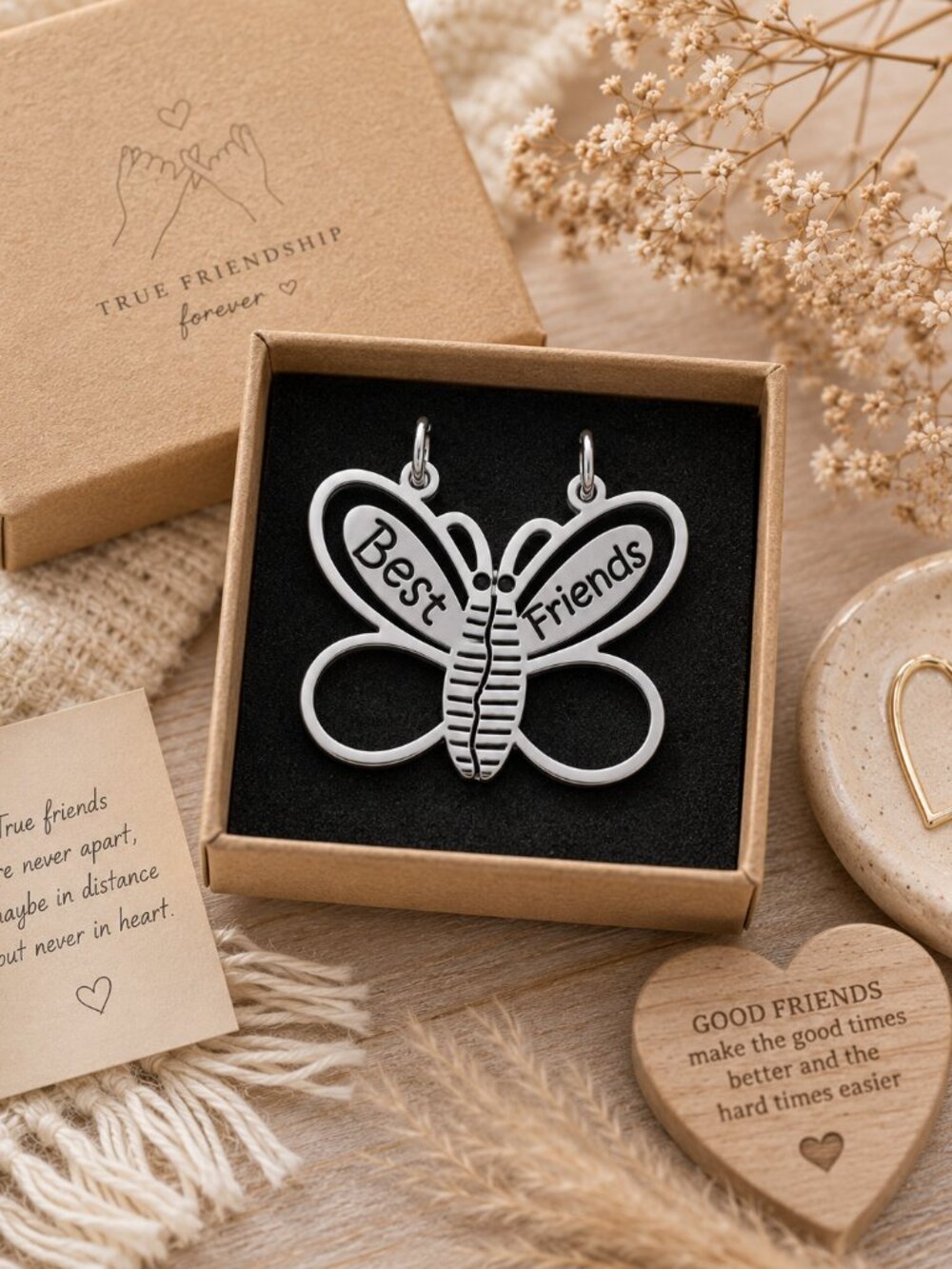 Mexican Sterling Silver .925 "Best Friends" Butterfly Split Pendant